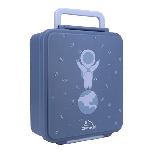 Image of Bento Mega Lunch Box, carrying handle - 4 No-Mix Compartments | Microwave & Dishwasher Safe | for Adult, Preschool, School 1600ML, OZ (Blue Turquoise ClevaAstroo Friend)