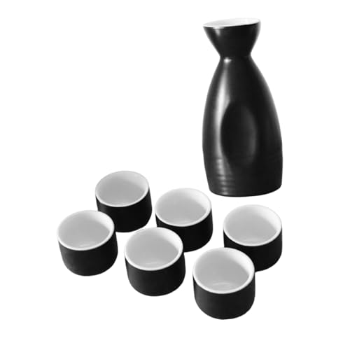BUGUUYO Ensemble de tasse en pot à vin tasses à vin en céramique tasse de boissons chaudes gobelet à saké gobelets à saki Noir