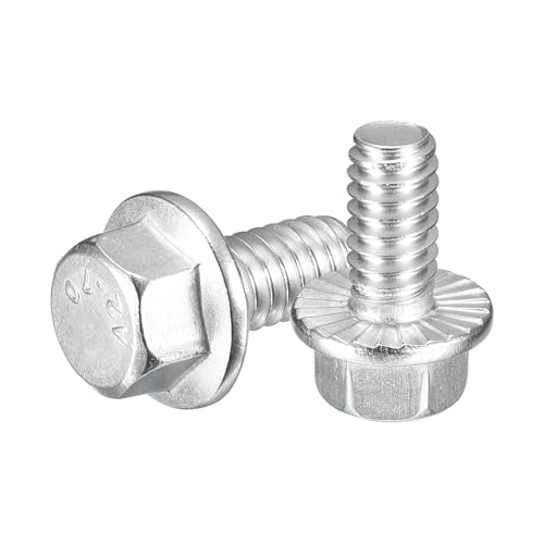 Image of uxcell 25Pcs 1 /4-20 x 1 /2 inch Flanged Hex Head Bolts, 304 Stainless Steel Flange Hexagon Screws, Flange Hex Drive Screws 5.8 Grade for Machinery Industry Home Appliances, Silver