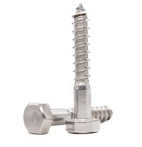 Vis tire-fond à tête hexagonale 6,35mm inox 18-8 lot de 20 pièces pour fixation bois