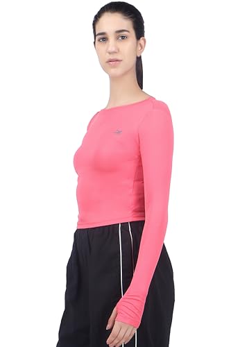 Image of Amazon Brand - INKAST Women Solid Fit T-Shirt | Active Wear Crop Tops with Thumbhole | Casual Sport Wear | Gym | Training | Running | Workout