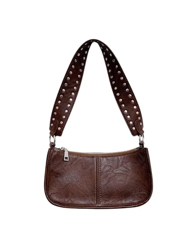 Image of SweatyRocks Women's Studded PU Leather Zipper Shoulder Bag Top Handle Casual Crossbody Bag Y2k Purse | PU Leather