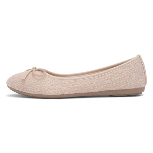 Lilley Womens Beige Bow Ballerina Slip On Shoe - Size 6 UK - Beige