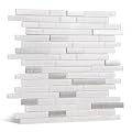 SODI MOSAIC White Glass Mosaic Subway Tile for Kitchen Backsplash and Bathroom Wall, 5 Sheets Glossy Glass Tile, 11.9 x 11.7 in, 5 Sq.Ft., Heat and Water Resistant for Shower, Fireplace, Accent Wall