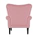BELLEZE Modern Accent Chair Roll Arm Living Room Cushion Fabric with Wooden Legs, Pink
