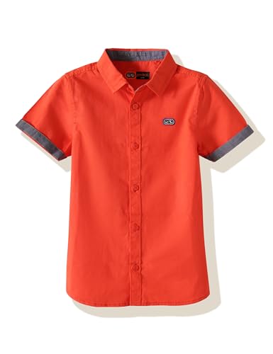 Image of Amazon Brand - Symbol Boys 100% Cotton Solid Casual Shirt | Half Sleeves | Regular Fit | Age 2-14 Years