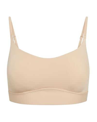 Harper Wilde Bliss Scoop Adjustable Bralette - Ultra-Soft & Lightweight, Wire-Free Scoop Neck Bralette for Women - Medium Beige