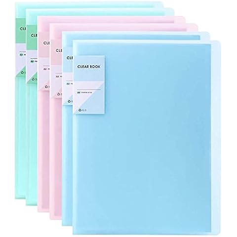 GUOKOFF A4 Display Folder 30 Pocket (6 Pack x 3 Colour), Display Book, Plastic Presentation Pocket Book with Sleeve, Presentation Project Folder, Presentation Folder for Office, School, Classification Cover