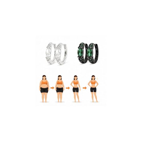 2 Pairs Lymphatic Earrings for Weight Loss Therapy Lymphatic Drainage Earring for Women Germanium CZ Moissanite Earrings Jewelry Gifts for Women (A:Hoop)