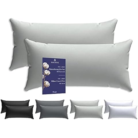 BARBONS Fundas de Almohada de algodón de Jersey Suave, 2 Unidades, Gris Cover