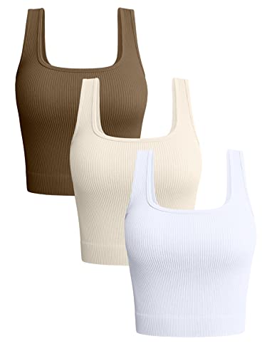 OQQ Women's 3 Piece Tank Tops Ribbed Seamless