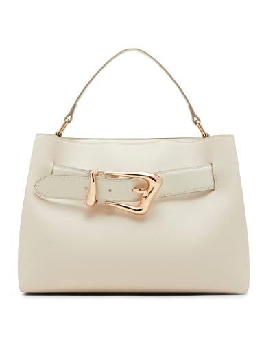 Anne Klein Womens Top Handle Satchel with convertible strap, Parchment