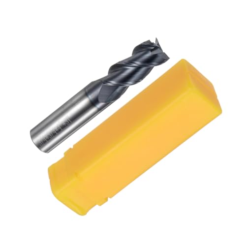 Image of uxcell Carbide Square End Mill, 3 /4 inch Diameter TiAlN Coated 3 Flutes Milling Bit Cutter, for Hardened Steel Stainless Steel Alloy Metal, 3 /4 inch Shank 1-15 /16 inch Cut Length 4 inch Long HRC55