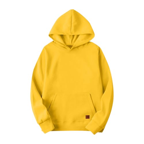 Mens Hoodies Pullover Big and Tall Oversized Hoodies for Men Y2k Hooded Sweatshirts Acid Wash Streetwear Plain Hoodie Fleece Pullover Sweater with Pockets Drop Shoulder Weighted Fleece Hoodie Yellow
