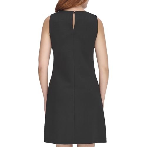 Image of Tommy Hilfiger Women's Sleeveless Boat Neck Textured Knit Shift Mini Dress