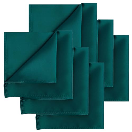 Image of KissTies 6PCS Satin Pocket Square Plain Color Handkerchief Gift Set