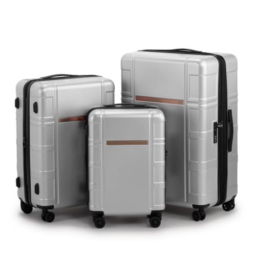 3-piece Suitcase Set, 20in 24in 28in, Suitcase, Luggage, Expandable, Silicone Handle, Separation Compartment, Inner Iron Outer Aluminum Trolley Case, Universal Wheels, TSA Combination Lock, Silver4