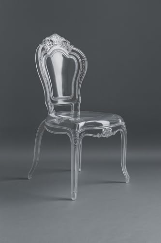Biscottini Chaise transparente baroque en polycarbonate – Fauteuil effet cristal – Chaises en plastique Louis XV moderne – Chaise élégante pour salle...