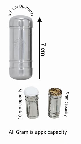 HOPE KART Chuna Dani Dabi Tobacco Chunauti Khaini Lime Dibbi for Men Metal Box Katha Container Stainless Steel, Pack of 2 (Round)