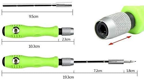 Image of 32 In 1 Mini Interchangeable Multipurpose Screwdriver Bits Set with Magnetic Flexible Extension Rod for Home Appliance; Laptop; Mobile; Computer Repairing Preparations (Green)