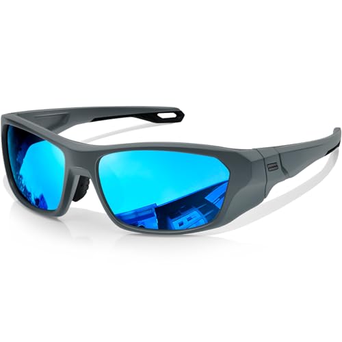 KANASTAL Gafas de Sol Polarizadas Hombre Deportivas Azul Espejo