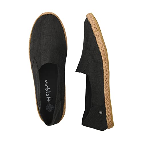 virblatt - Espadrilles Herren | 100% Hanf | Sommerschuhe Herren Espandrillos Slipper Stoffschuhe Freizeitschuhe Leinenschuhe Hippie Slip on Leinenschuhe Hippie Slip on - Bequem 45 schwarz