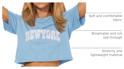Image of Womens Summer Crop Tops Short Sleeve Round Neck T-Shirts Loose Fit Casual Blouse 2026