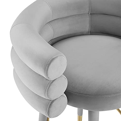 Butaco estilo Betty de TOV Furniture con tapizado en terciopelo gris y patas con puntas doradas miniatura 5