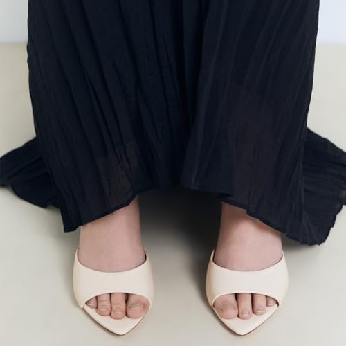 Image of YIYA Women's Open Pointed Peep Toe Mules Kitten Heels Stiletto High Heels Slide Sandals Summer Slip On Backless Dress Spring Summer Pumps Shoes