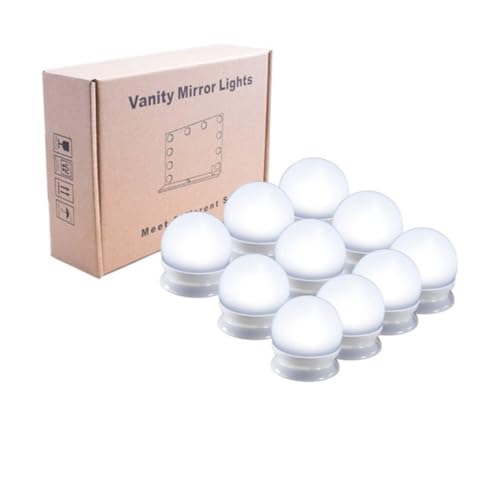 ELAYARD 10 piezas Luces LED Espejo Tocador Bombillas USB Regulables Tres Colores para Maquillaje Baño Vanidad Fácil Instalación