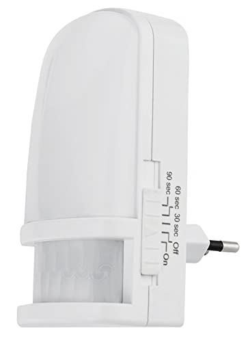 ChiliTec LED Nachtlicht Steckdose mit Bewegungsmelder 230V Steckdosenlicht mit Dämmerungsschalter Zeit einstellbar Modus On Off Auto Licht Warmweiß 1 Stück