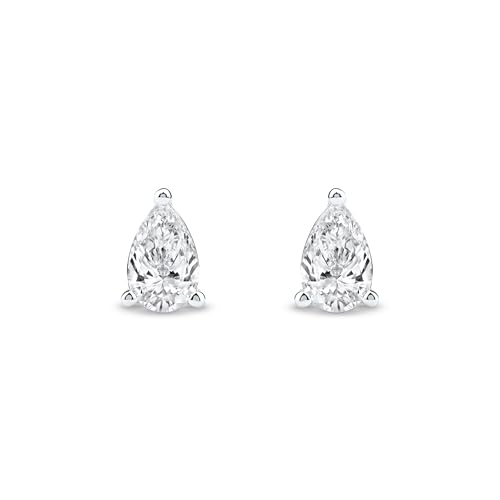 IGI Certified 1.00Ct TDW Lab Grown Diamond Solitaire Stud Earrings – Round, Pear, Oval, Emerald Shapes in 14k Yellow, White Gold3