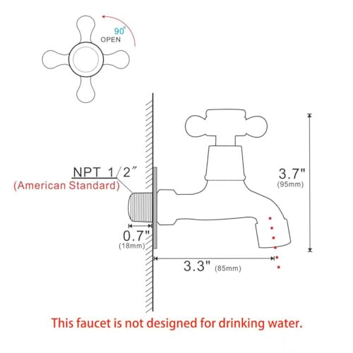 Antique Brass Outdoor Garden Faucet Wall Mount Water Decorative Hose Single Cold Tap NPT 1/2 inch Connection Spigot