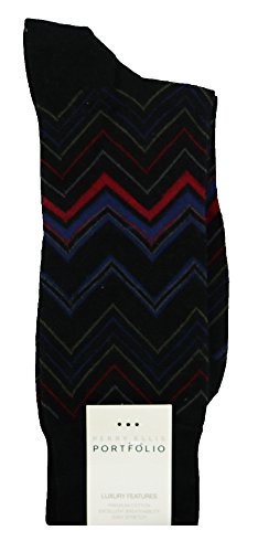 Perry Ellis Portfolio Men's Knit Pattern Dress Socks Black 7-12
