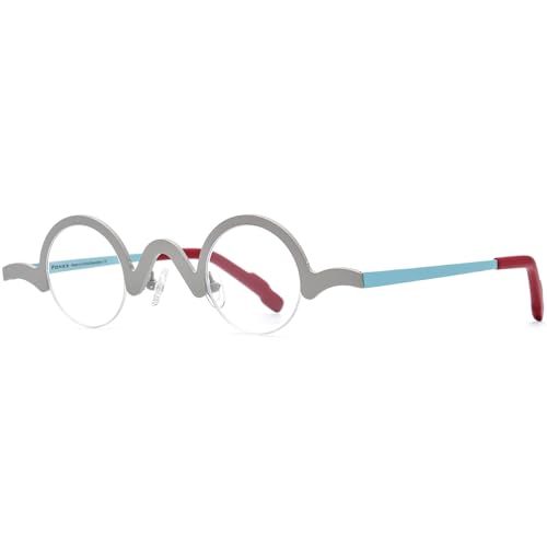 Image of FONEX Colorful Pure Titanium Glasses Frame Women Retro Round Eyeglasses