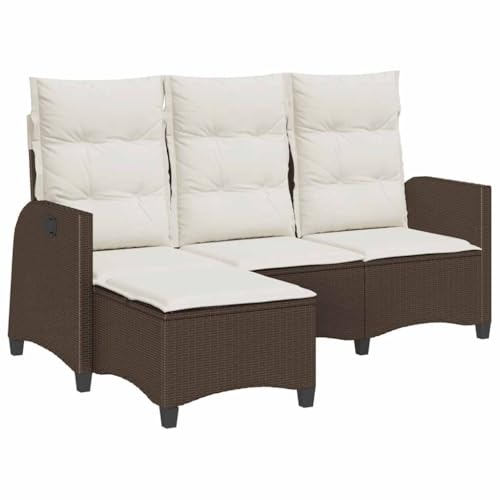 vidaXL Sofá de jardín reclinable con Cojines en Forma de L marrón, sofá de Exterior, sofá de jardín reclinable, sofá de jardín en Forma de L