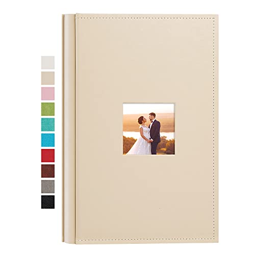 potricher Small Photo Album 4x6 300 Photos Leather Cover Picture Book with 300 Horizontal Pockets for Family Wedding Anniversary and Baby (Beige)