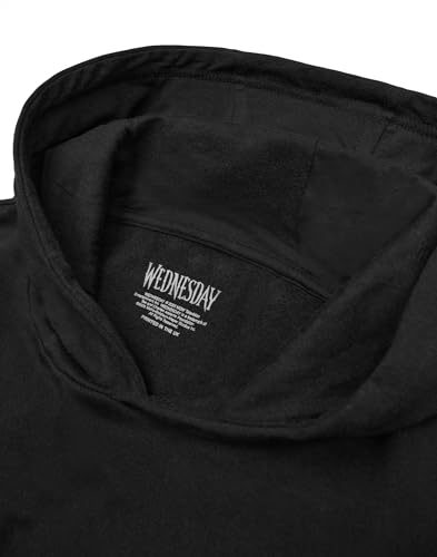 Wednesday Womens Hoodie | Ladies Addams Classic Purple Logo Graphic Hooded Sweatshirt in Black | Netflix Series One Merchandise Adults Hoody | The Addams Family Apparel Gift for Her - Image 6