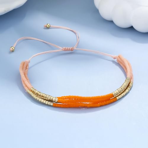 Image of KELITCH Layered Miyuki Beads Bracelets Adjustable Strand Bracelets Bangles Bohemian Style Summer