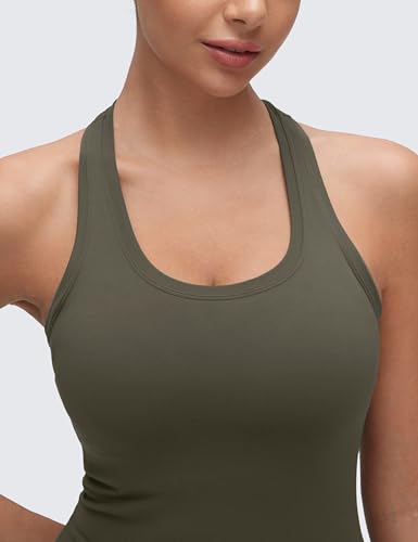 Image of CRZ YOGA Butterluxe Racerback Tank Waist Length | Yoga, Extremely Soft, Tight Fit, Scoop Neck, Sleeveless Tops for Women