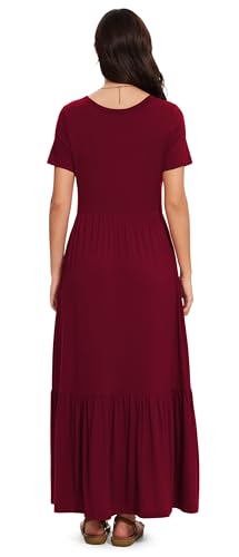 Image of VIISHOW Women's Short Sleeve Maxi Dress 2026 Summer V Neck Knit Loose Plain Empire Waist Casual Dresses with Pockets