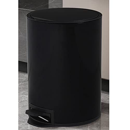 Metal 1.6 Gallon Round Step Trash Can with Lid