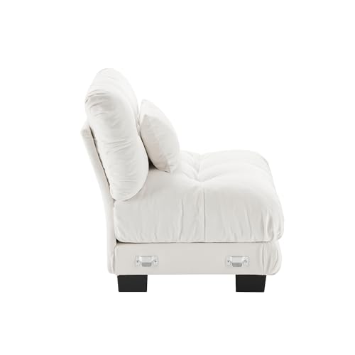 Image of SoarFlash Velvet Sectional Middle Position Sofa, White