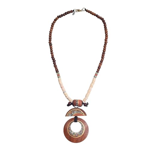 Image of AAKRITI ART CREATIONS Boho & Tribal Handcrafted Necklace Collection | Jute, Wooden & Brass Pendant Designs | Ethnic Collar, Loop & Statement Jewelry for Women | Artisan Festival & Everyday Wear