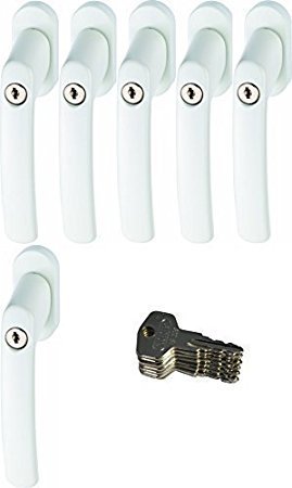 ABUS 442599 FG200 W SB abschließbarer Fenstergriff, weiß im Set 6 Stück