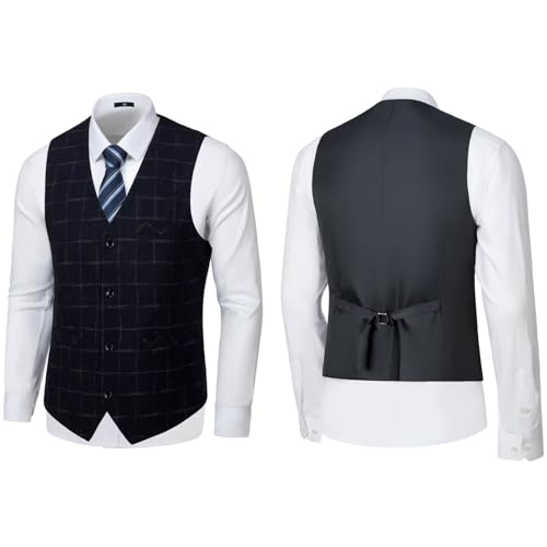 Men's Tuxedo Suits Slim Fit Plaid Suits for Men 3 Piece Suit Jacket Vest Pants Set for Wedding Prom4