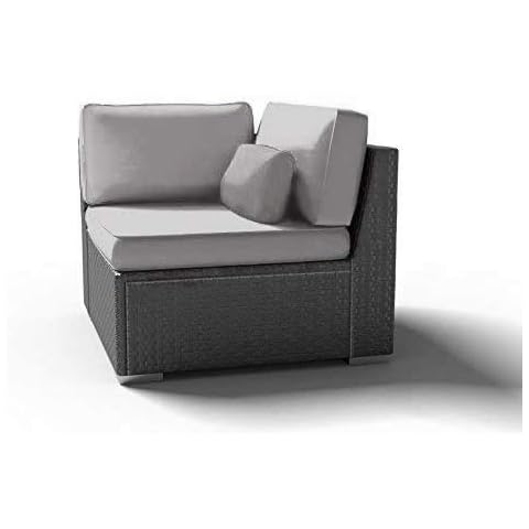 Dineli Outdoor Patio Furniture Espresso Brown Wicker Sofa Corner Chair (Light Gray-Right Corner Chair) Cover