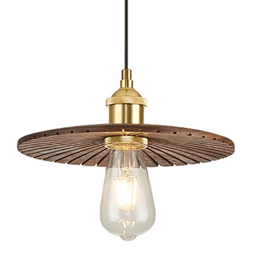 Lustre de style rétro nordique HAIDU avec douille E27 en noyer véritable pour salon