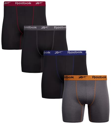 Reebok Men's Active Underwear - Performance Boxer Briefs (4 Pack), Size X-Large, BlackCharcoal New
