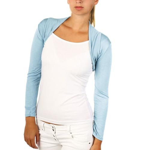 Toocool Boléro Femme Gilet Court Manches Longues Élasthanne Cardigan Élégant CC-816 [Bleu Ciel, Taille Unique]